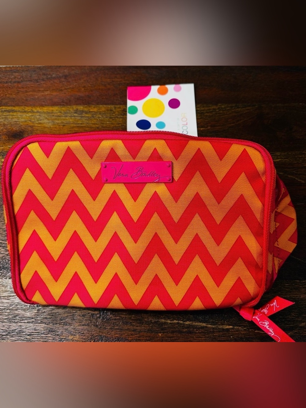 NWT‎ Vera Bradley Pink and Orange Chevron Cosmetic Pouch